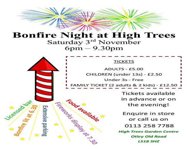 Bonfire Night at High Trees Garden Centre in Leeds