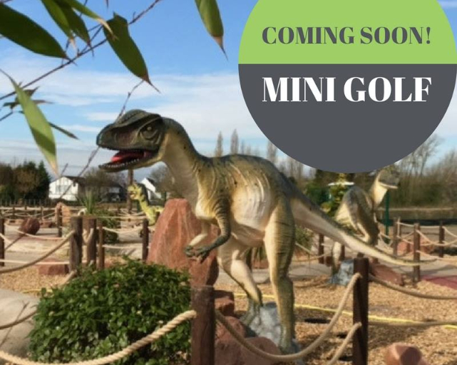 Dinosaur themed minigolf attraction at Bents Garden Centre