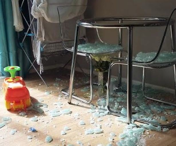 Ikea Glass Table 'Explodes' next to One Year Old